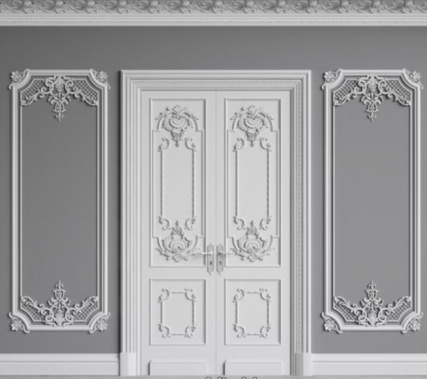 Pintu rumah dengan motif ukiran klasik